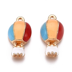 Разноцветный Подвески из эмали и сплава, воздушный шар, золотые, красочный, 17.5x9.5x5.5 мм, отверстие : 1.2 мм