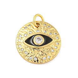Черный Стойка металлическая латунная микропрофилированная кубическая циркония подвески, долговечный, без кадмия и без свинца, с эмалью, Плоский круглый глаз, с прыжковых колец, реальный 18 k позолоченный, чёрные, 18x3.5 мм, отверстие : 4 мм