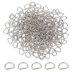 Platinum 500Pcs Iron D Rings, Buckle Clasps, Platinum, 9.5x12.5x1.5mm