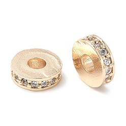 Light Gold Латунные микро проложить кубических циркония шарики прокладки, долговечный, плоско-круглые, золотой свет, 8x2.5 мм, отверстие : 2.8 мм