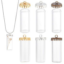 (52) Непрозрачная лаванда 6наборы 3цвета прозрачные стеклянные бутылки подвески, с латунной пробкой (съемная), колонка, разноцветные, 28x12 мм, 2 комплектов / цвет