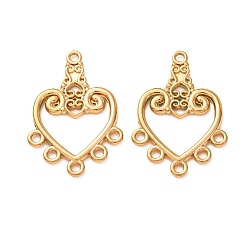 Heart Vintage Style 304 Stainless Steel Links, Golden, Heart, 30.5x21x2mm, Hole: 2mm