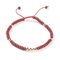Красный Камень Браслеты из бисера натуральной красной яшмы, с нейлоновым шнуром и немагнитными шариками из синтетического гематита, 2-1/8 дюйм ~ 2-3/4 дюйм (5.5~7 см)