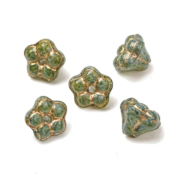 Cadet Blue Handmade Lampwork Bead Caps, Flower, Cadet Blue, 7x8.5x8.5mm, Hole: 1mm, about 240pcs/bag
