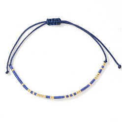 Синий Браслеты из бисера и бусин из богемского стекла, плетеные браслеты из полиэфирного шнура для женщин, колонка, синие, 11.02 дюйм (28 см)
