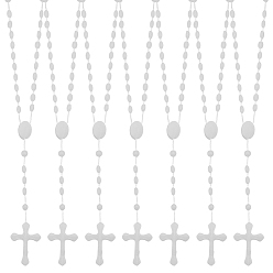 Белый 60шт. пластиковые четки, крест кулон ожерелья, белые, 27.76 дюйм (70.5 см)