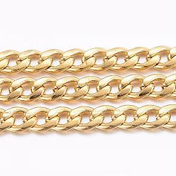 Золотой Ионное покрытие (ip) 304 бордюрные цепи из нержавеющей стали, витые цепочки, несварные, с катушкой, золотые, 3x2x0.6 мм, около 32.8 футов (10 м) / рулон