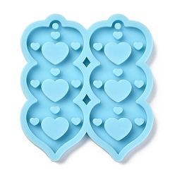 Dark Cyan Pendant Silicone Molds, Resin Casting Molds, For UV Resin, Epoxy Resin Jewelry Making, Heart, Dark Cyan, 82x75x7mm