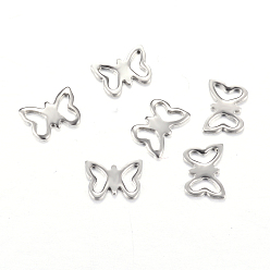 Нержавеющая Сталь Цвет Устойчивый к потускнению оригинальный цвет 304 подвески-бабочки из нержавеющей стали, цвет нержавеющей стали, 7x10x1 мм