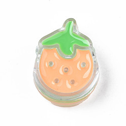 Sandy Brown Transparent Acrylic Enamel Beads, Strawberry, Sandy Brown, 24x18x9mm, Hole: 3.5mm