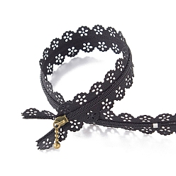 Черный Нейлоновые кружевные закрытые молнии, для сумок-кошельков, чёрные, 20 см