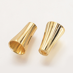 Real 18K Gold Plated Brass Bead Cones, Nickel Free, Real 18K Gold Plated, 7x5mm, Hole: 1.5mm, Inner Diameter: 4mm