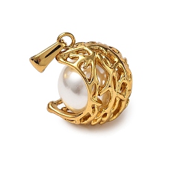 Луна 304 подвески из нержавеющей стали, с пластиковыми бусинами из искусственного жемчуга, луна, 23x18x17 мм, отверстие : 7x3 мм