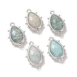 Амазонит Подвески из натурального амазонита, с петлями из латуни с платиновым покрытием, граненые, слеза, 24x14.5x5 мм, Отверстие : 1.2 мм & 1.4 мм