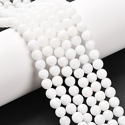 Белый Бусины из натурального белого нефрита, окрашенная и подогревом, круглые, белые, 6 мм, отверстие : 0.8 мм, около 59~62 шт / нитка, 15 дюйм