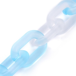 Licht Himmel blau Handgefertigte Acryl-Kabelgliederketten, ellipsenförmige, für Schmuck machen, Licht Himmel blau, Link: 31x19x5 mm, 39.37 Zoll (1 m)/Strang