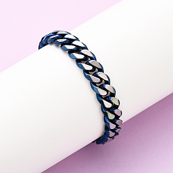 Синий & Цвет Нержавеющей Стали 304 браслеты из нержавеющей стали с кубинскими звеньями для мужчин и женщин, ионное покрытие (ip), матовые, синий и нержавеющая сталь цвет, 8-5/8 дюйм (22 см)