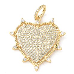 Настоящее золото 18K Латунные микро проложить кубического циркония подвески, без кадмия, без никеля и без свинца, сердце прелести, с целью перехода в кольце, реальный 18 k позолоченный, 34x33x3 мм, отверстие : 6.5 мм