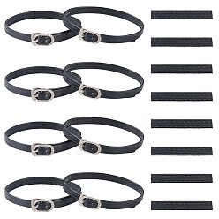 Черный 4 пары шнурков из искусственной кожи, ремешок для обуви, с железными пряжками, для обуви на высоком каблуке, чёрные, 295x7x1.5 мм