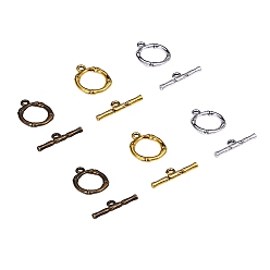 Mixed Color Alloy Toggle Clasps, Mixed Color, Ring: 20.5x17mm, Hole: 2mm, Bar: 26x6x3mm, hole: 2mm, 60sets/box