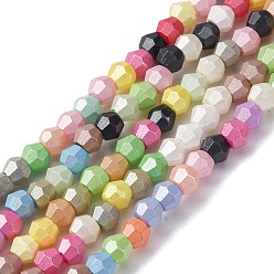 (52) Непрозрачная лаванда Выпечки нарисованных стеклянных бусин прядей, конус, окрашенная и подогревом, граненые, разноцветные, 4.5x3.5~4 мм, отверстие : 1.2 мм, около 109~112 шт / нитка, 15.63''~15.91'' (39.7~40.4 см)