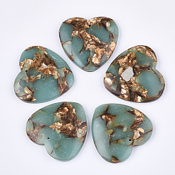 Pale Turquoise Assembled Natural Bronzite and Synthetic Aqua Terra Jasper Pendants, Heart, Pale Turquoise, 38.5~39.5x40~40.5x7~7.5mm, Hole: 1.4mm