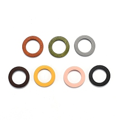 Mixed Color Painted Natural Wood Pendants, Ring, Mixed Color, 29~30x4mm, Hole: 1.2mm
