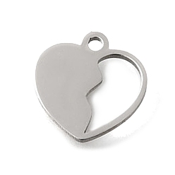 Нержавеющая Сталь Цвет 304 прелести нержавеющей стали, шарма сердца, лазерная резка, цвет нержавеющей стали, 10x9.5x1 мм, отверстие : 1.2 мм