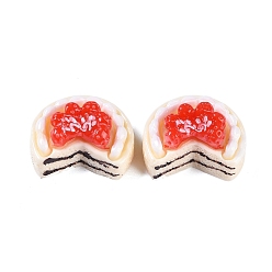 Orange Red Opaque Resin Imitation Food Decoden Cabochons, Fruit Cake, Orange Red, 16x20.5x10.5mm
