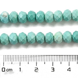 Medium Aquamarine Dyed Natural Howlite Beads Strands, Faceted Rondelle, Medium Aquamarine, 7.5~8x5.5mm, Hole: 1mm, about 72pcs/strand, 15.31 inch(38.9cm)
