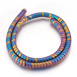 (966) Внутренний цвет Кристалл / Лиловато-лиловый на подкладке Гальванизировать немагнитных синтетический гематит нитей бисера, матовые, Волновой столбец, с покрытием разноцветным, 6x4 мм, отверстие : 1 мм, около 126~133 шт / нитка, 15.3 дюйм ~ 15.7 дюйм (39~40 см)