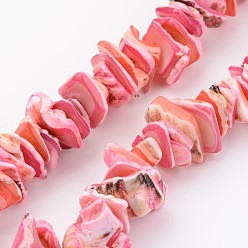 Ярко-Розовый Природные оболочки нитей бисера, окрашенные, самородки, ярко-розовый, 10~20x8~12x3~6 мм, отверстие : 1 мм, о 15.7 дюйме