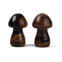 Тигровый глаз Натуральные украшения для демонстрации грибов тигровый глаз, фигурка для украшения домашнего рабочего стола, 35~37x21~22.5x21~22.5 мм