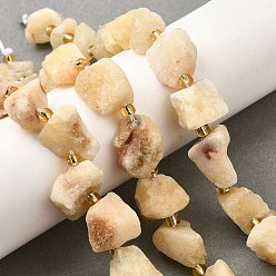 Желтый Нефрит Нити бусин из необработанного натурального желтого нефрита, самородки, с бисером, 11.5~14.5x9~16x7~15.5 мм, отверстие : 1.2~1.4 мм, около 16~17 шт / нитка, 7.87''~8.27'' (20~21 см)