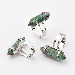 Рубин В Цоизита Натуральный рубин в кольцах из зоизита, с обнаружением железного кольца, платина, пуля, Размер 8, 18 мм