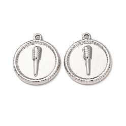 Stainless Steel Color 304 Stainless Steel Pendants, Flat Round with Screwdriver Charms, Stainless Steel Color, 17.5x15.5x2.5mm, Hole: 1.2mm