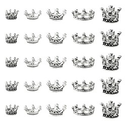 Серебро 50 шт 5 стиль бусины-распорки сплава тибетского стиля, корона, серебряные, 10~18x6~15 мм, 10 шт / стиль
