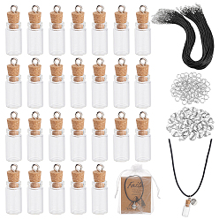 Античный Серебристый & Платиновый Набор ювелирных изделий diy, включая латунные открытые соединительные кольца, Подвески из сплава , сумочки из органзы , стекло бутылка желающих подвески, Шнур из искусственной кожи, прямоугольные бумажные карточки, старинное серебро и платина, 7x1 мм, внутренний диаметр: 5 мм