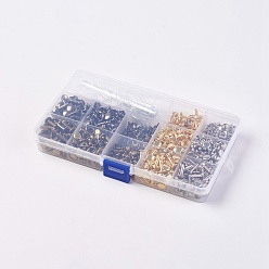 Mixed Color Leather Rivets, Rivet Fasteners Snap Buttons with Installation Tools, for DIY Crafting Repairing Decoration, Mixed Color, Packing Size: 17.7x11x2.35cm, 7~13.5x6~8mm, Inner Diameter: 5.5~7.5mm, Pin: 2.5mm, about 480pcs/box