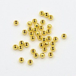 Golden Messing glatte runde Perlen, Abstandsperlen gesäumt, golden, 2.5 mm, Bohrung: 1 mm