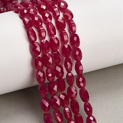 Red Corundum Нити бусин из красного корунда, выращенного в лаборатории, граненые, Плоско-овальные, 7x5x4~4.5 мм, отверстие : 0.6~0.7 мм, около 55~56 шт / нитка, 15.28~15.59'' (38.8~39 см)