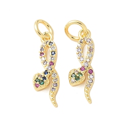 Настоящее золото 18K Латунные микро проложить кубического циркония подвески, без кадмия, без никеля и без свинца, змеиные чары, с целью перехода в кольце, реальный 18 k позолоченный, 17x7x3 мм, отверстие : 3 мм