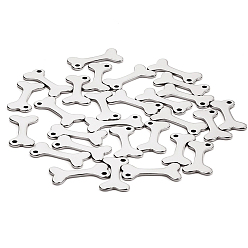 Stainless Steel Color 201 Stainless Steel Charms, Dog Bone Shape, Stainless Steel Color, 15x8x1mm, Hole: 1.2mm