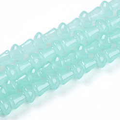 Бирюза Выпечки нарисованных стеклянных бусин прядей, гриб, бирюзовые, 11.5~12x7.5~8 мм, отверстие : 0.8 мм, около 65~67 шт / нитка, 30.31~31.10 дюйм (77~79 см)