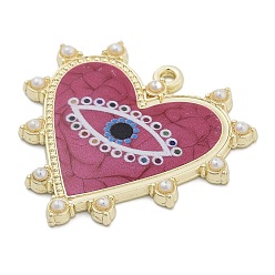 Средний Фиолетово-красный Подвески из сплава , с пластиковой жемчужины, сердце, глаз, , средне фиолетовый красный, 33x33x3 мм, отверстие : 1.8 мм