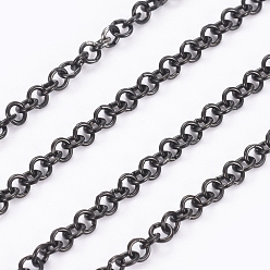 Черный 304 из нержавеющей стали цепи Роло, отрыгивающая цепь, с катушкой, несварные, ионное покрытие (ip), электрофорез черный, Коннекторы : 3.5x0.7 мм, около 32.8 футов (10 м) / рулон