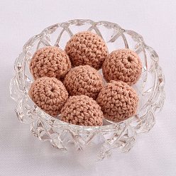 Сиена Шерстяные макраме ручной работы деревянные шарики с помпонами, для детских прорезывателей, ювелирные бусины, сделай сам, ожерелье, браслет, цвет охры, 16 мм