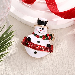 Снеговик Рождественская тема броши из легкого золотого сплава, эмалевые булавки, со стразами, снеговик, 41x33 мм