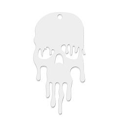 Нержавеющая Сталь Цвет Не тускнеющие 201 подвески из нержавеющей стали, лазерная резка, череп, цвет нержавеющей стали, 32.5x16x1 мм, отверстие : 1.6 мм