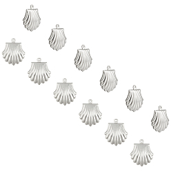 Stainless Steel Color 304 Stainless Steel Pendants, Shell Shape, Stainless Steel Color, 19x16x6mm, Hole: 1mm, 30pcs/bos